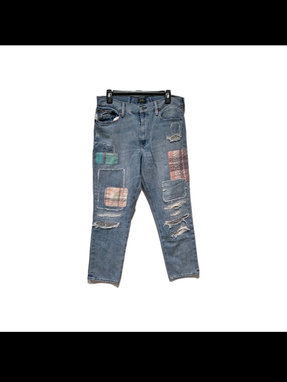 Polo by Ralph Lauren Distressed Patchwork Blue Jeans